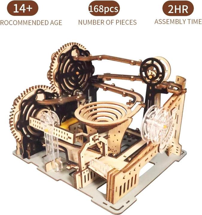 Image du produit The Toy Company 3D Holz Kugelbahn, Murmelbahn Puzzle aus Holz, batteriebetrieben