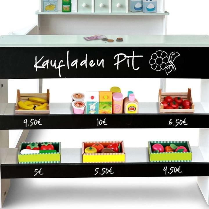 Produktbild Coemo Kaufladen Pit aus Holz mit Preisschildern