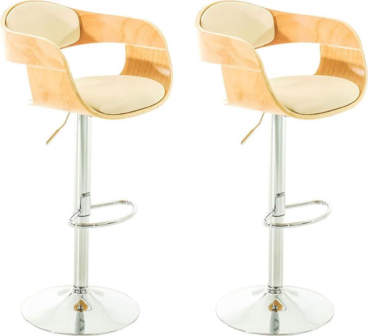 CLP Lot de 2 tabourets de bar Kingston en similicuir, natura/crème