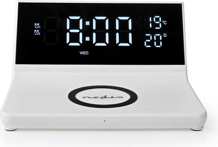 Actual product image Nedis Alarm Clock Wireless Charger Qi Certified 5/7.5/10 / 15 W USB-A Plug 2 Alarm Times Snooze