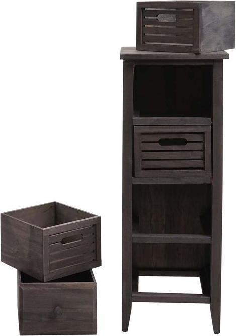 Actual product image Mendler Chest of drawers T18, drawer cabinet, 4 drawers, 74x30x25cm Shabby-Look Vintage - grey-brown (74 x 30 x 25 cm)