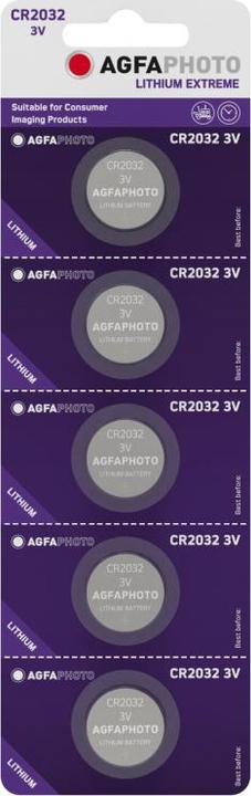 AGFAPHOTO Pile bouton CR 2032 Lithium 3 V 5 pcs. (5 pcs, CR2032)