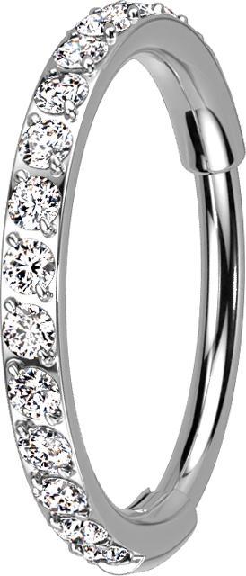 Produktbild Star Piercing Micro Segmentring klappbar silber seitlich Kristalle silber (Titan G23, ohne Messing)