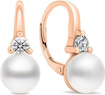 Brilio Silver - Unique bronze earrings with pearls and zircons EA364R