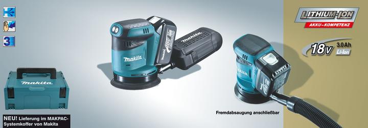 Produktbild Makita BBO 180 RFJ 18V Li-ion Akku Exzenterschleifer + 2x Akku 3,0Ah + Ladegerät + Makpac (Exzenterschleifer)
