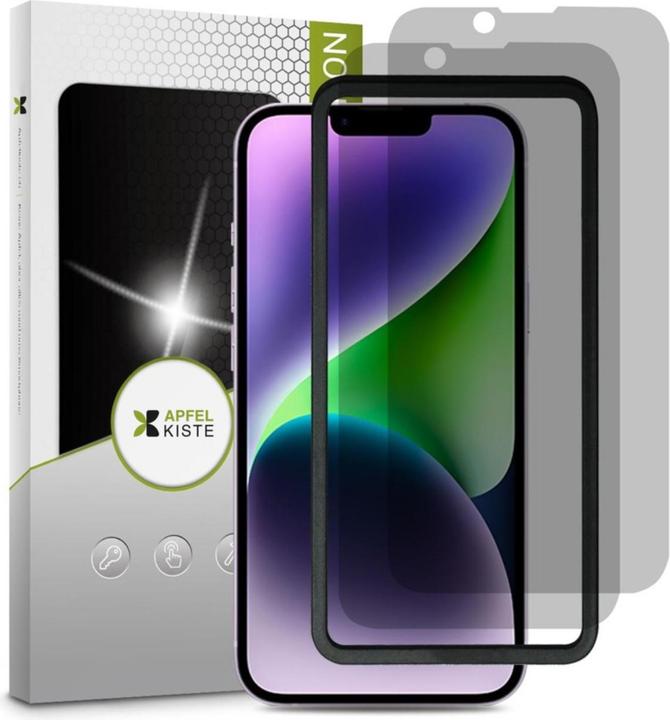 Image du produit Apfelkiste - Privacy Panzer Glas Displayschutzfolie mit Montagerahmen (2er Set) (2 pièce(s), Apple iPhone 14)