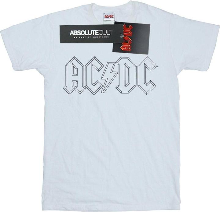 AC/DC Schwarz Outline Logo Baumwolle Boyfriend TShirt