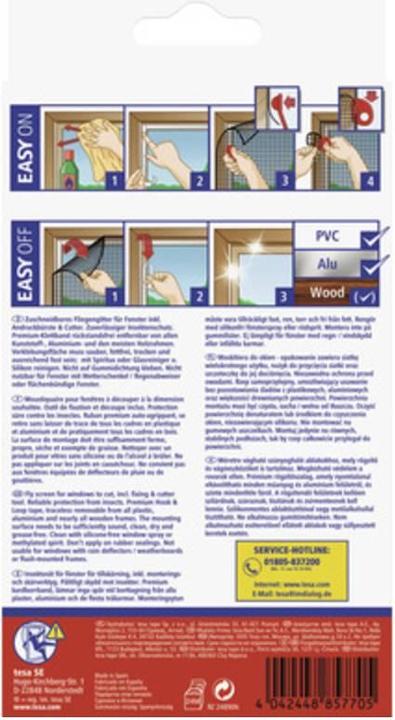Produktbild tesa Insektenschutz COMFORT für Fenster, mit Klettband, selbstklebend, ohne Bohren (170 x 180 cm)