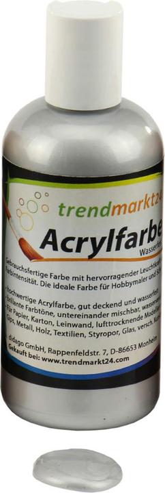 trendmarkt24 Acrylfarbe silber Wasserbasis 1 x 150ml Flasche Acrylfarbe Malfarbe Silberfarbe (Silber, 150 ml)