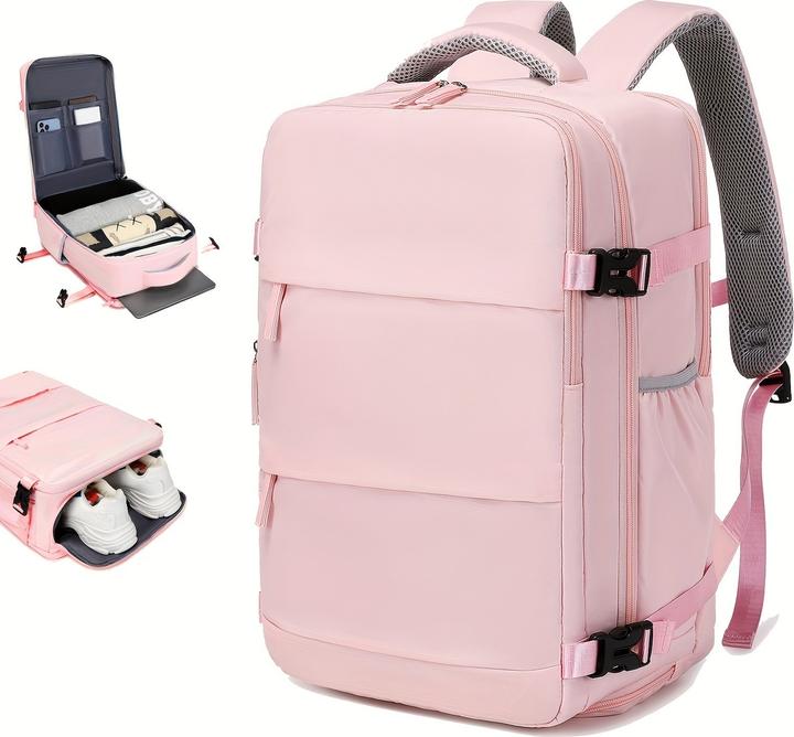 PhoneLook Reiserucksack für Laptop 38.1cm Damen mit USB Ladeport Schuhfach verstellbare Träger Blau