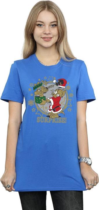 Actual product image Tom & Jerry Womens/Ladies Christmas Surprise Cotton Boyfriend T-Shirt (XXL)