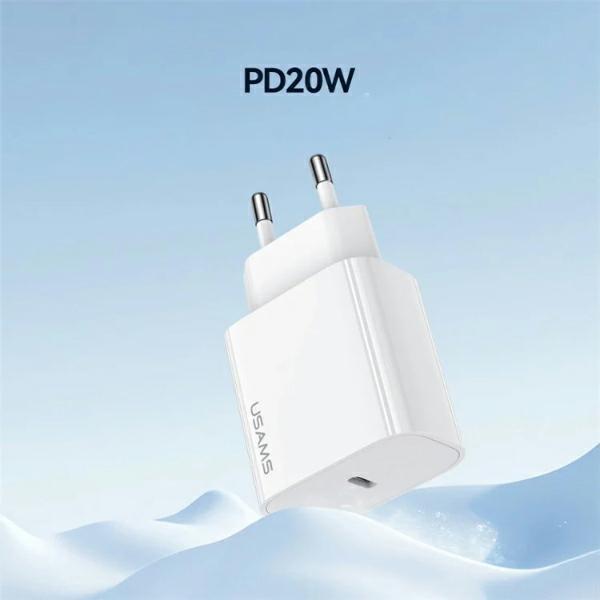 Produktbild Usams Ład. siec. 1xUSB-C T65 PD20W PD Fast Charging US-CC226 + kabel USB-C/USB-C US-SJ711 60W biały/