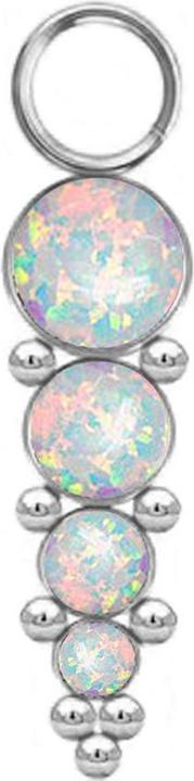 Produktbild Star Piercing Anhänger silber vier Opale weiss mit Kugeln (ohne Messing, Chirurgenstahl 316L)