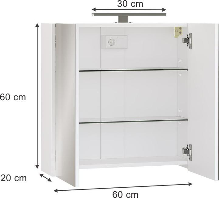 Produktbild Vichy Badspiegelschrank Lavio, Weiss, 60 x 60 cm mit LED-Beleuchtung (60 x 60 x 20 cm)