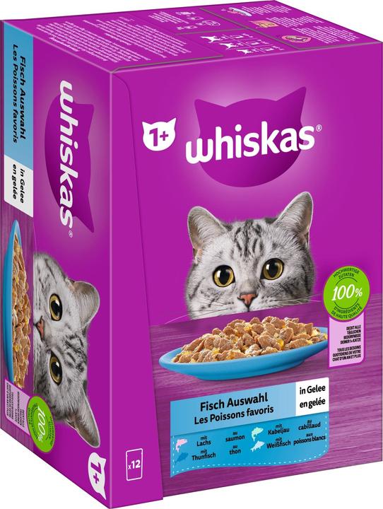 Image du produit Whiskas Fisch Auswahl in Gelee (Adulte, 12 pcs, 1020 g)