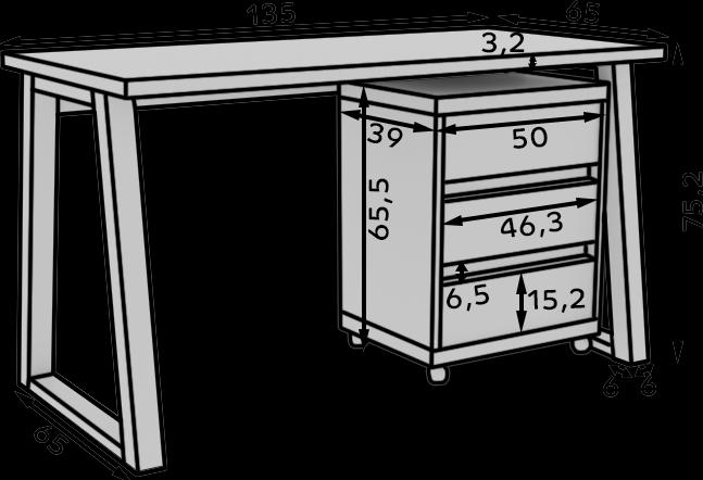 Immagine prodotto ADRK Furniture Scrivania con contenitore IWO I (65 x 65 x 40 cm)