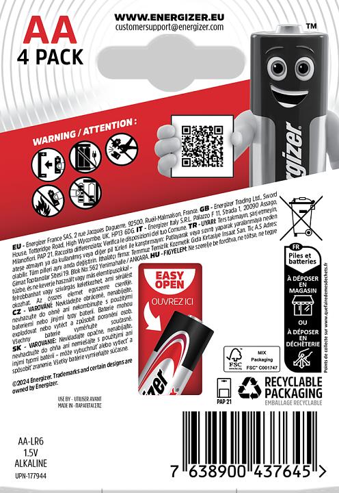 Actual product image Energizer Max Alkaline (4 pcs., AA, 2700 mAh)