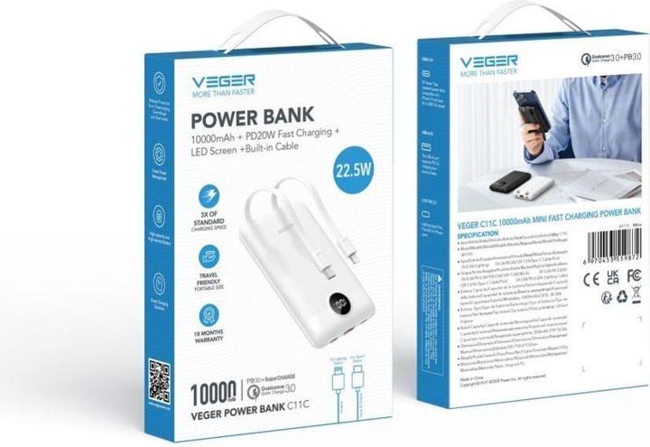 Immagine prodotto Veger C11 (10000 mAh, 22.50 W, 38.50 Wh)