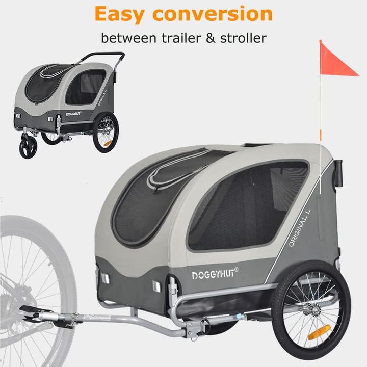 Produktbild DoggyHut 2-in-1 Fahrradanhänger & Hundebuggy (Hund, Reflektoren)