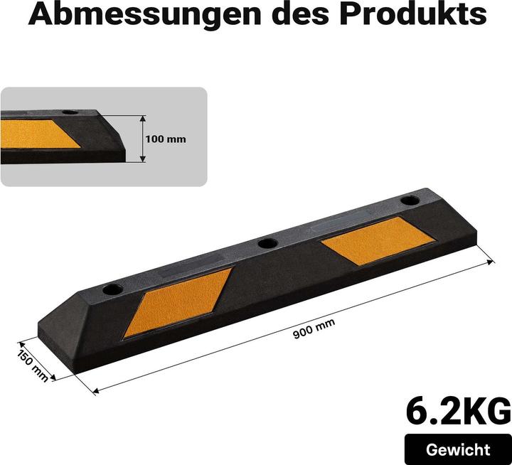 Immagine prodotto Wiltec Fermaruote 90x15x10cm 2x aiuto al parcheggio Protezione anticollisione in gomma Aiuto al parcheggio