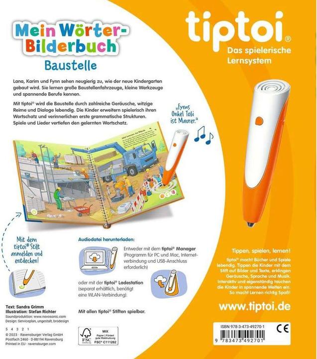 Produktbild tiptoi Mein Wörter-Bilderbuch - Baustelle (Deutsch, Stefan Richter, Sandra Grimm, 2023)