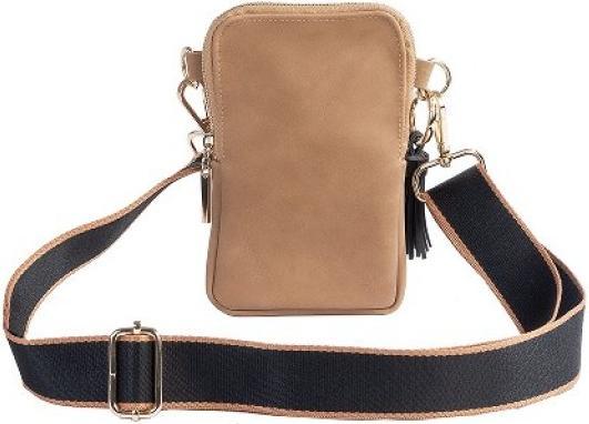 Immagine prodotto Artebene MAJOIE borsa portacellulare in pelle nabuk color cammello - Borsa crossbody vegana con accenti