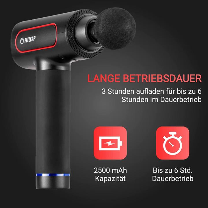 Produktbild Fitleap Massagepistole, Massage Gun Pro mit 6 Köpfen und 6 Modi, USB-C Ladeanschluss