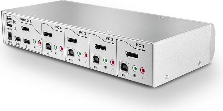 Produktbild Lindy 4 Port DisplayPort 1.2 KVM Switch Pro Audio USB 2.0