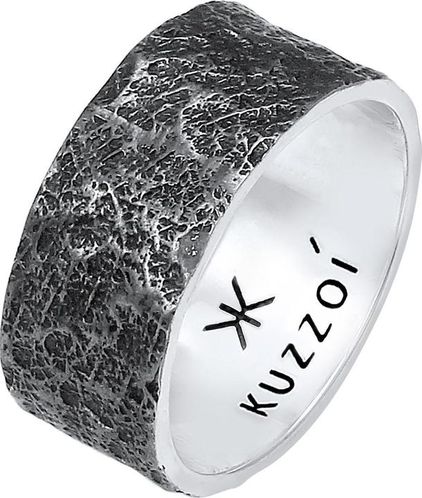 Kuzzoi Ring Herren Bandring Organic Struktur 925 Silber