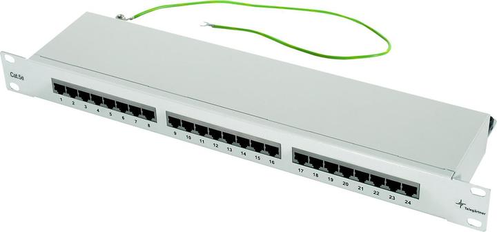 Produktbild Telegärtner TELEGAERTNER Patchpanel Cat5e 24Port RJ45 1HE 48,3cm 48,30cm (19") lichtgrau (26.11.0523)