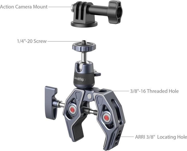 Produktbild SmallRig Super Clamp with 360° Ball Head Mount for Action Cameras 4102B