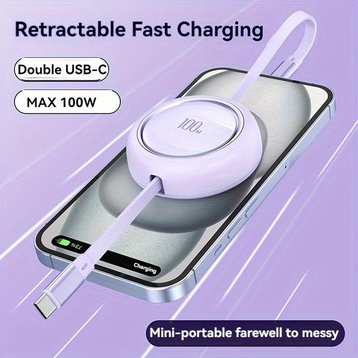 Produktbild PhoneLook Dual Type USB-C einziehbares Kabel mit Schnellladung QC3.0 100W t (USB 3.0)
