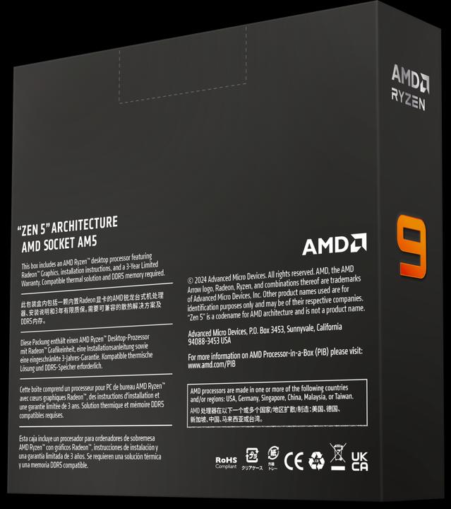 Produktbild AMD Ryzen 9 9900X (AM5, 4.40 GHz, 12 -Core)