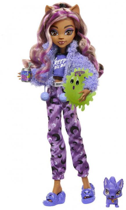 Actual product image Monster High Doll and Pyjama Party Accessory, Clawdeen Wolf, Scary Nice Pyjama Party