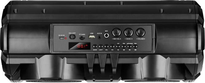 Actual product image Sven PS-485, juodas, power output 2x14W (RMS), Bluetooth, FM, USB, Micro SD, LED display, lithium ba (Rechargeable battery operated, USB power delivery)