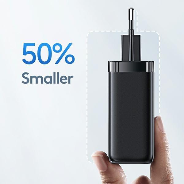 Image du produit Usams Ład. siec. 1xUSB-C+1xUSB T47 65W PD Fast Charging Super Si czarny/black CC153TC01 (US-CC153) (65 W)