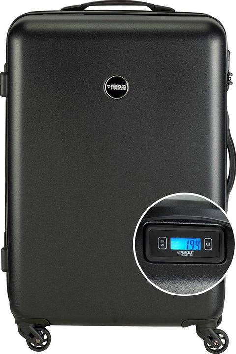 Princess Prinzessinreisende PT01 -Skala - Reisekoffer mit integrierten Skalen - Pitch Black - M - 66 cm (35 l)