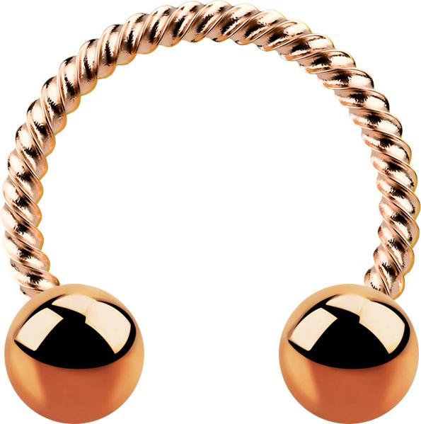 Produktbild Star Piercing Micro Circular Barbell rosegold geflochten mit zwei Kugeln (ohne Messing, Chirurgenstahl 316L)