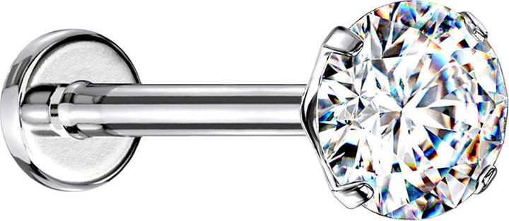 Produktbild Star Piercing Micro Threadless Labret silber mit Kristall silber gefasst (ohne Messing, Chirurgenstahl 316L)