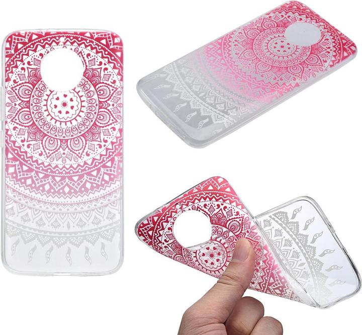 Produktbild König Design Henna Cover für Motorola Moto G5 Case Schutz Hülle Silikon Bumper Sonne Pink Neu (Motorola Moto G5)