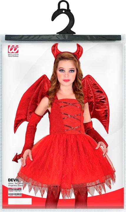 Immagine prodotto Widmann Vestito costume da diavolo per bambini, coda, corna, guanti senza dita (158)