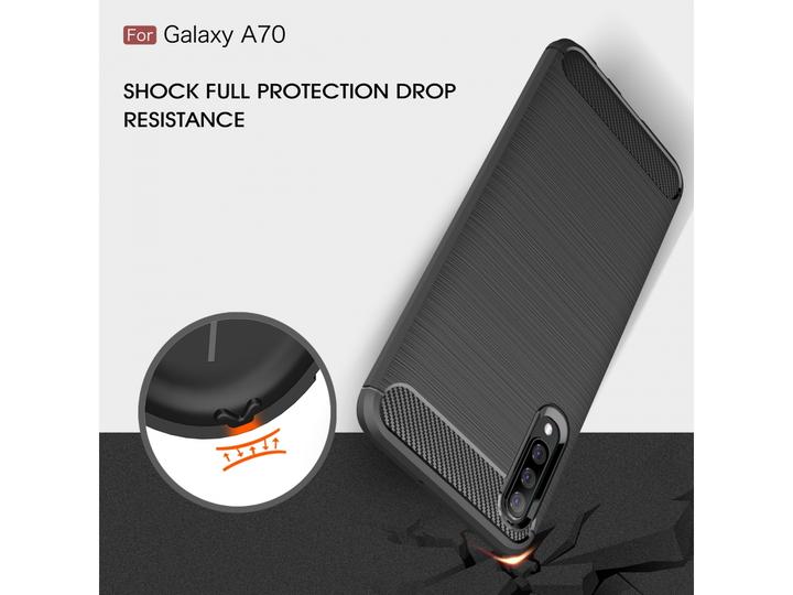 Produktbild Screenguard Samsung Galaxy A70 Hülle Carbon Brushed Soft TPU (Samsung Galaxy A70)