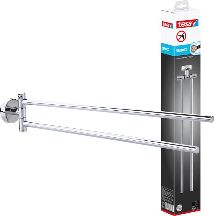 Produktbild tesa SMOOZ Handtuchhalter zweiarmig inkl. Klebelösung ohne Bohren