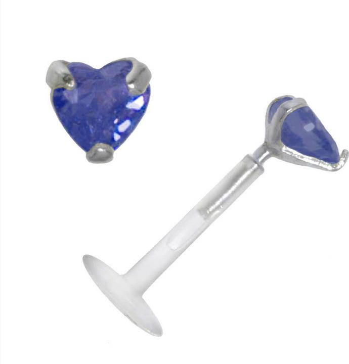 Bijouteria Piercing für Lippe/Tragus (Bioplast, Silber 925, Zirkonia)