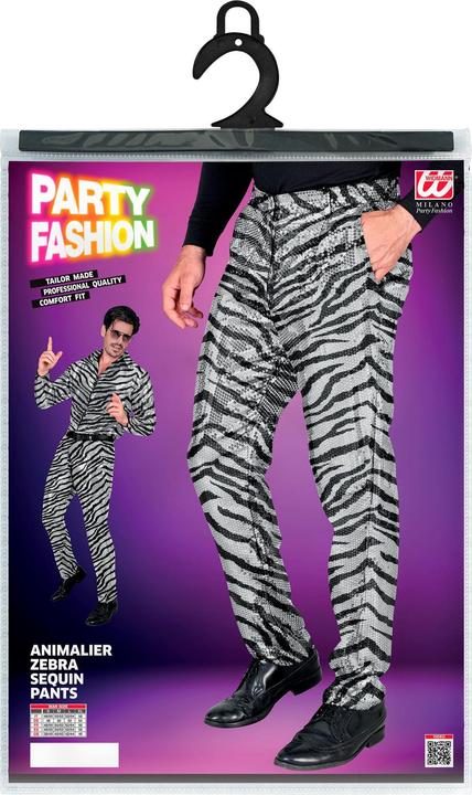 Image du produit Widmann Pantalon homme zèbre à paillettes noir/argenté (XL)