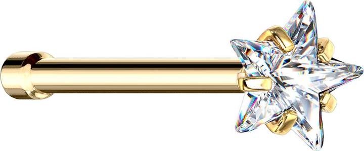 Actual product image Star Piercing Nasenstecker gerade vergoldet Kristallstern silber gefasst (Surgical steel 316L, without brass)