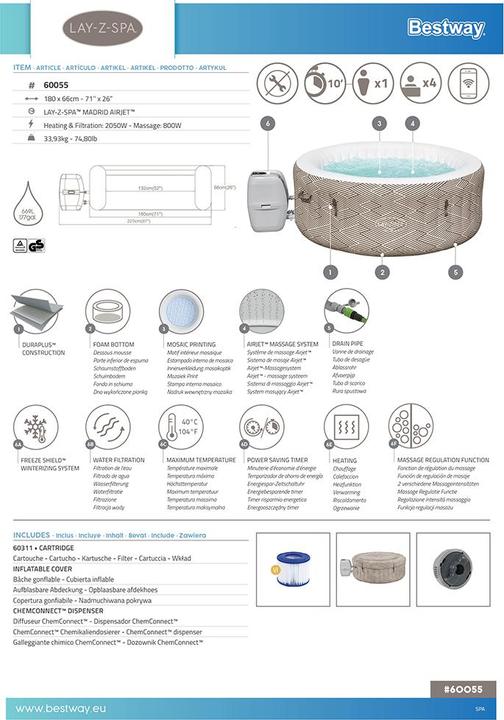 Image du produit Bestway Lay-Z-Spa Madrid (4 pers.)