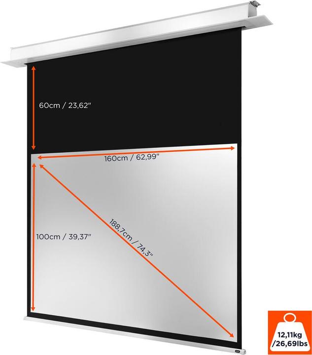 Actual product image Celexon Electric Professional Plus Ceiling Recessed - Screen - Ceiling mountable - (74.41", 16:10)