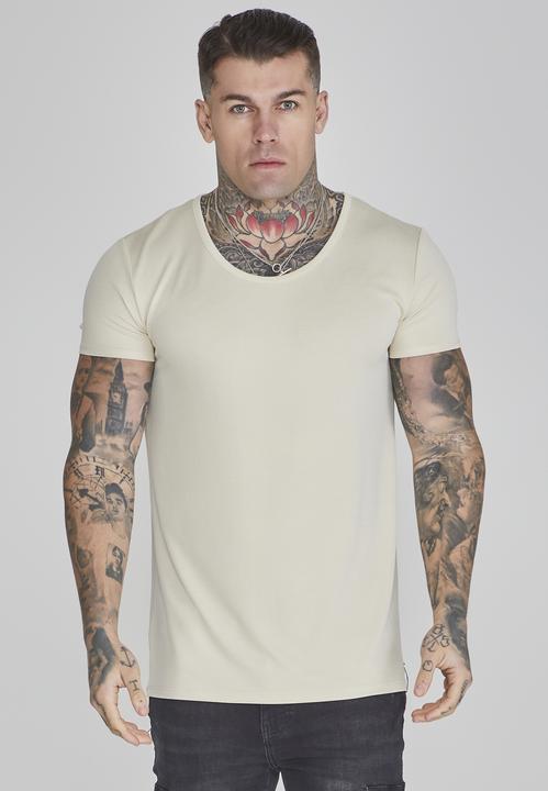 Siksilk T-Shirt Muscle Fit T-Shirt in Ecru (M)