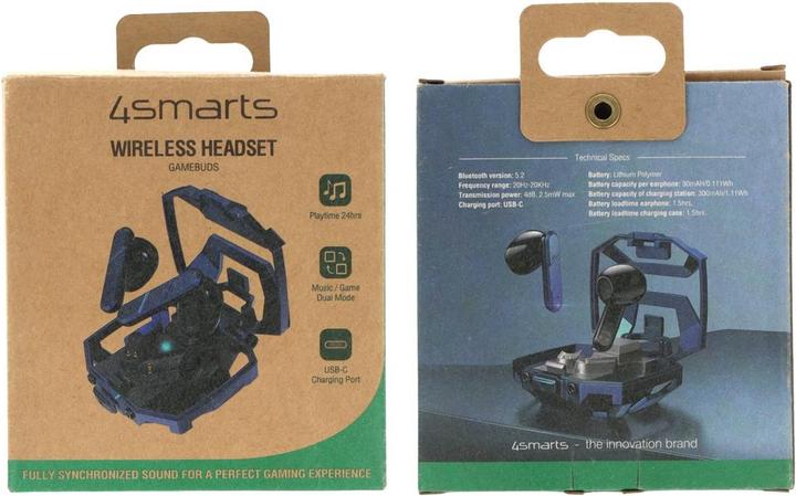 Produktbild 4smarts TWS Bluetooth Kopfhörer GameBuds (keine Geräuschunterdrückung, 24 h, Kabelgebunden)